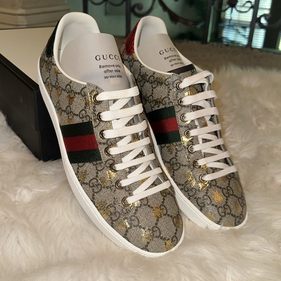Women's Size 38.5 EU (8.5 US) GUCCI ACE GG Supreme Sneaker with Bees - Picture 3 of 9